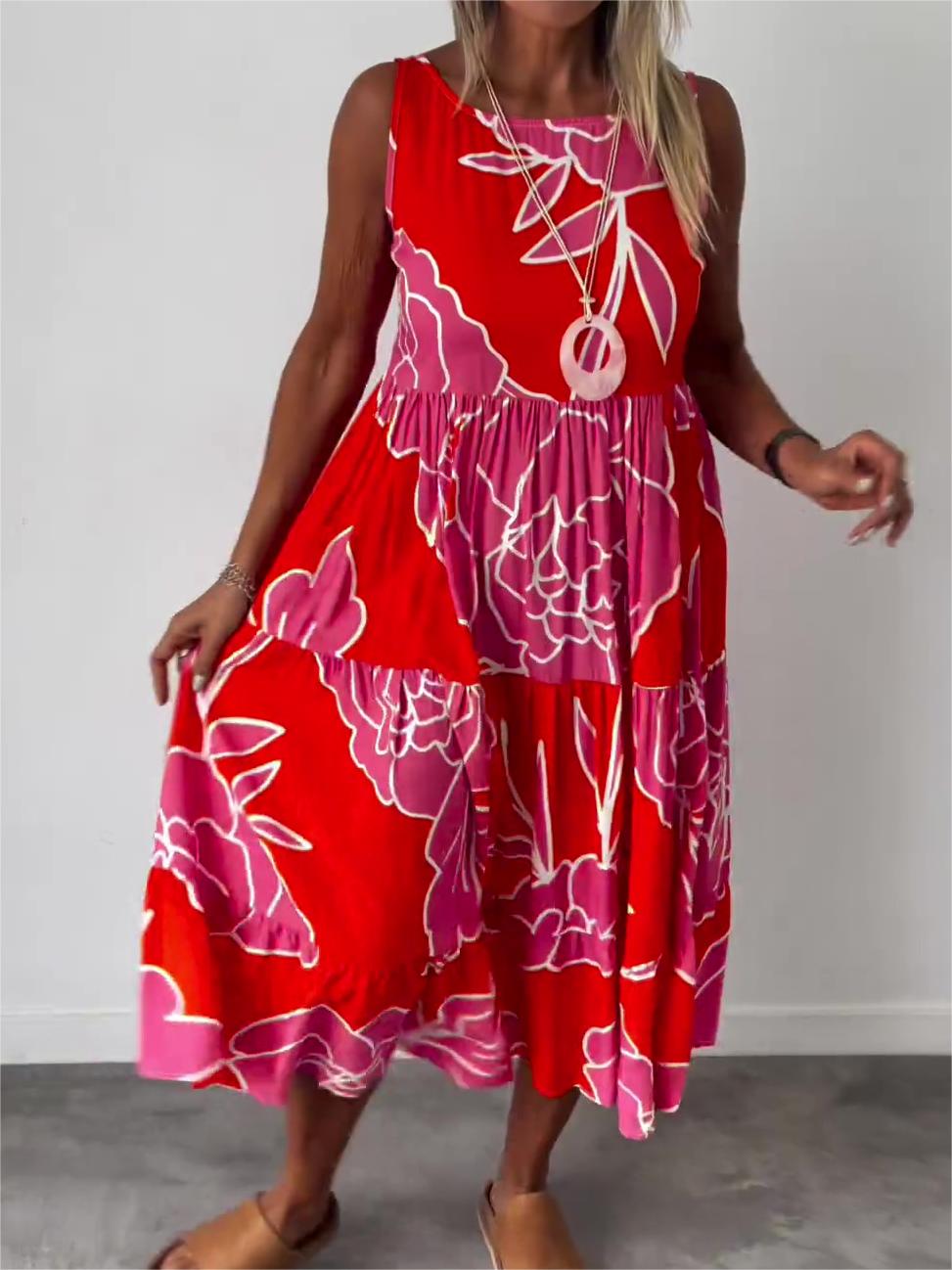 Wanda Vibrant Sleeveless Midi Dress