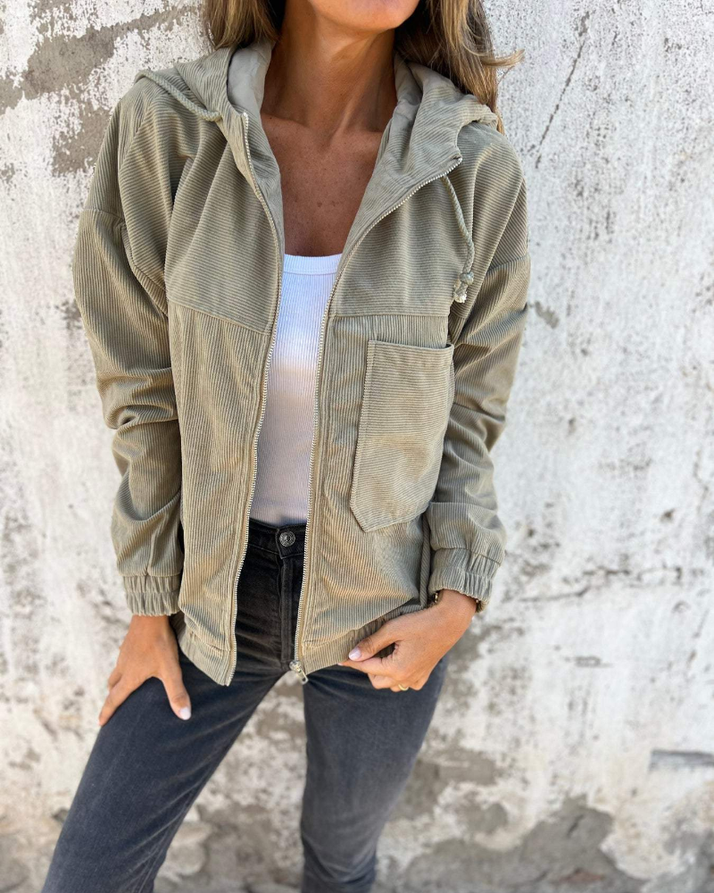 Aveline Breeze Soft Corduroy Zip-Up Jacket
