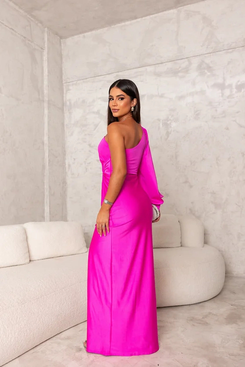 Isabella Satin Elegance One-Shoulder Gown