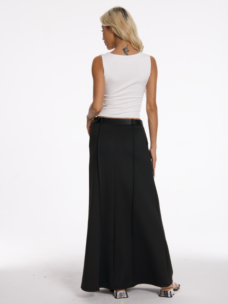 Sophie Ribbed Drape Midi Skirt + FREE Gift