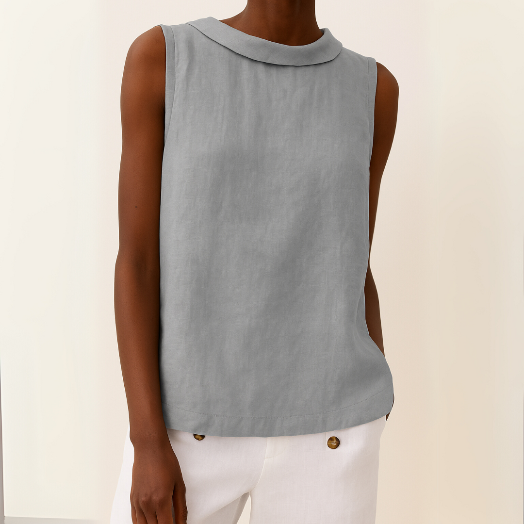 The Isla Pleated Collar Sleeveless Top