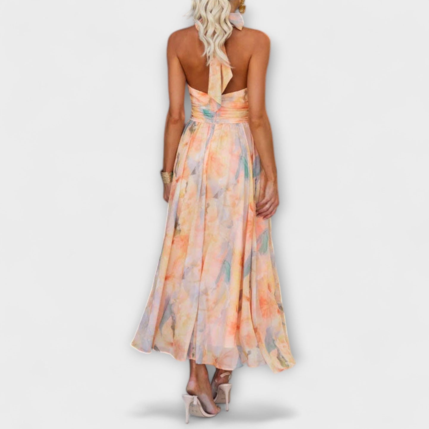 Amara Watercolour Whisper Dress – Flowing Silhouette with Artistic Soft Print