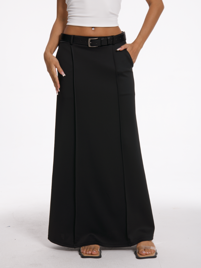 Sophie Ribbed Drape Midi Skirt + FREE Gift