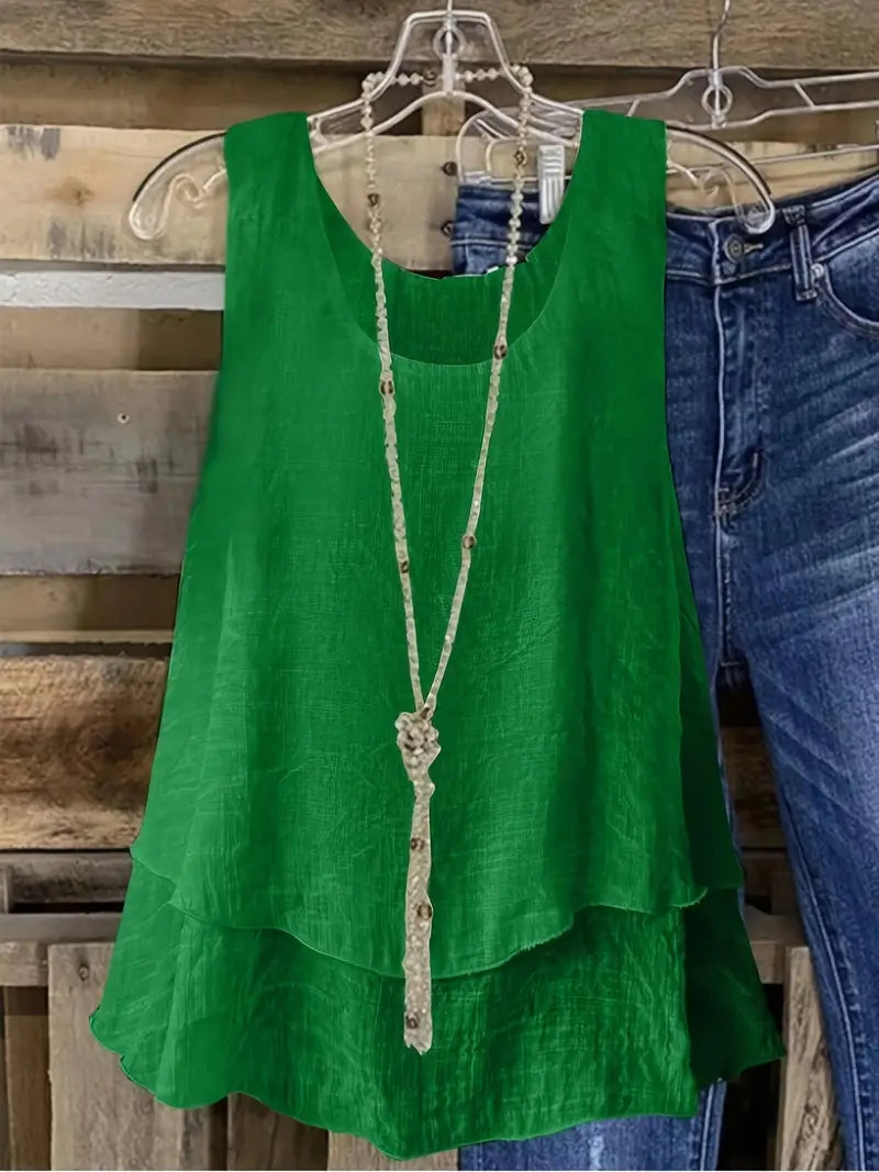 Leonie Layered Tank Top with Ruffle