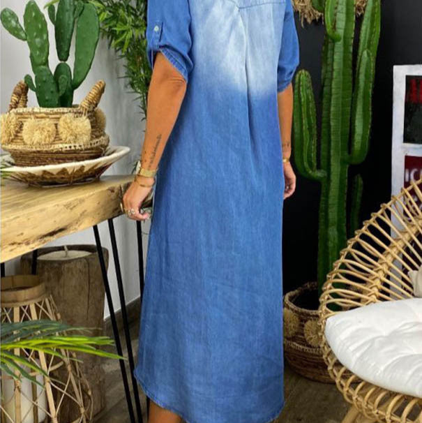 Freya Airy Summer V-Neck Half Denim Dress