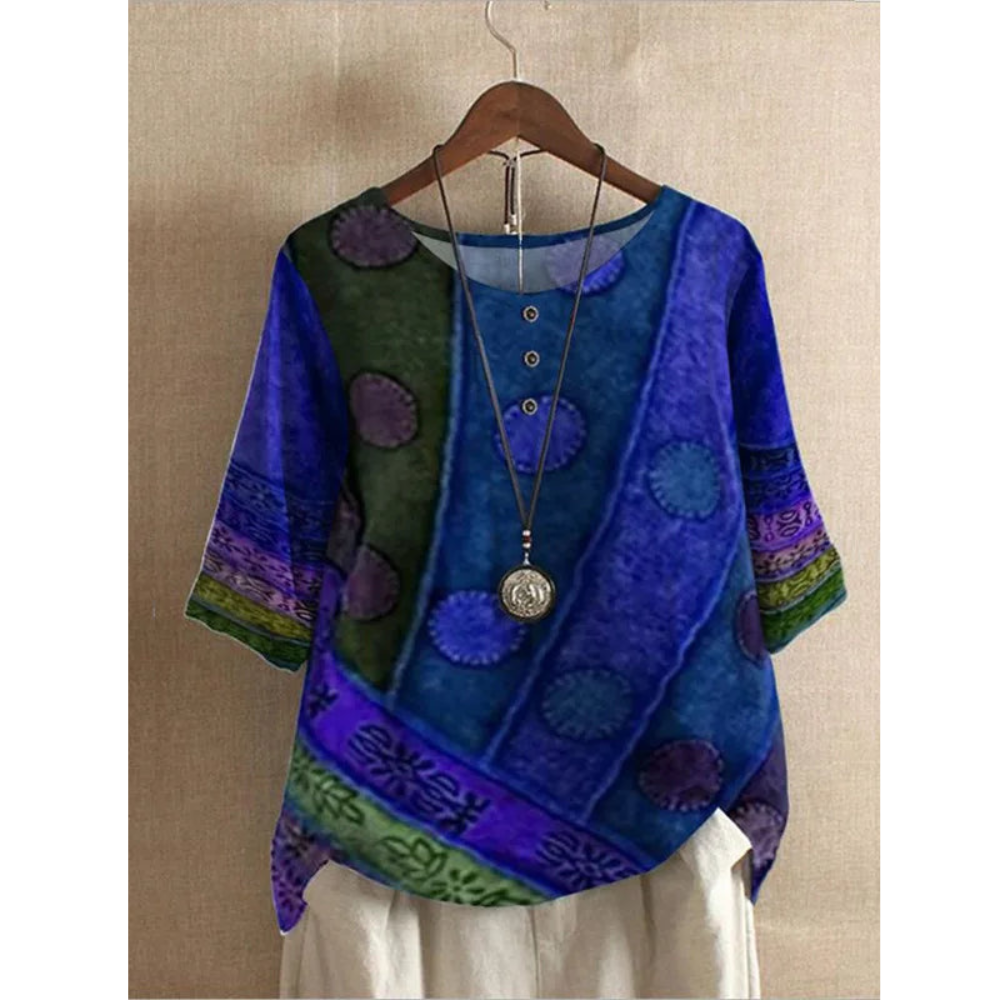 Matilda Boho Colourful Button Top