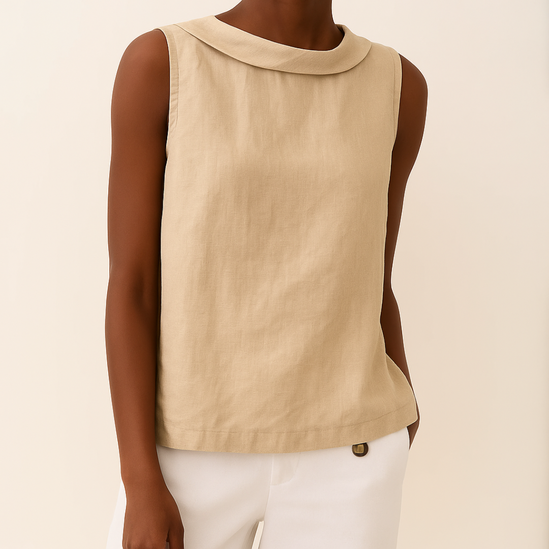 The Isla Pleated Collar Sleeveless Top