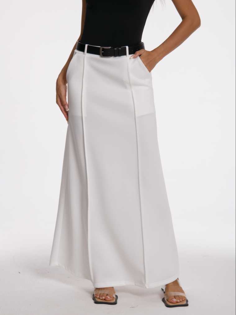 Sophie Ribbed Drape Midi Skirt + FREE Gift