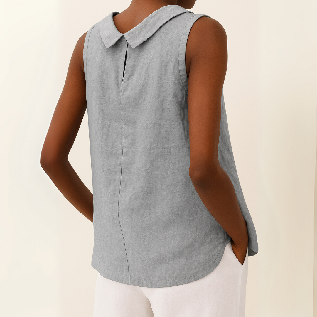 The Isla Pleated Collar Sleeveless Top
