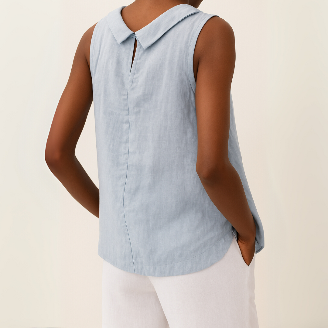 The Isla Pleated Collar Sleeveless Top