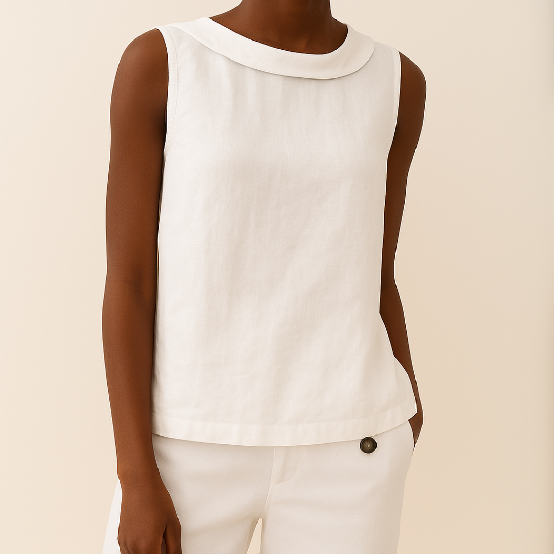 The Isla Pleated Collar Sleeveless Top