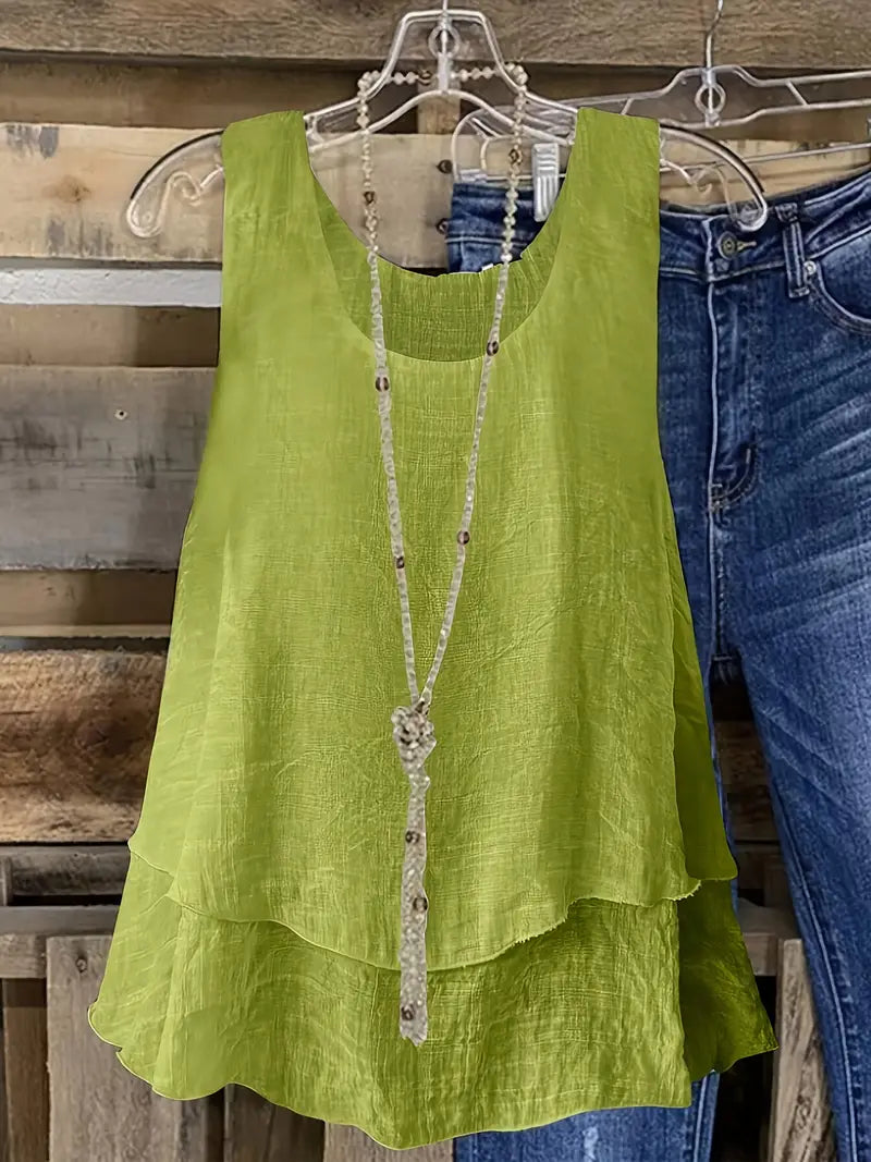 Leonie Layered Tank Top with Ruffle
