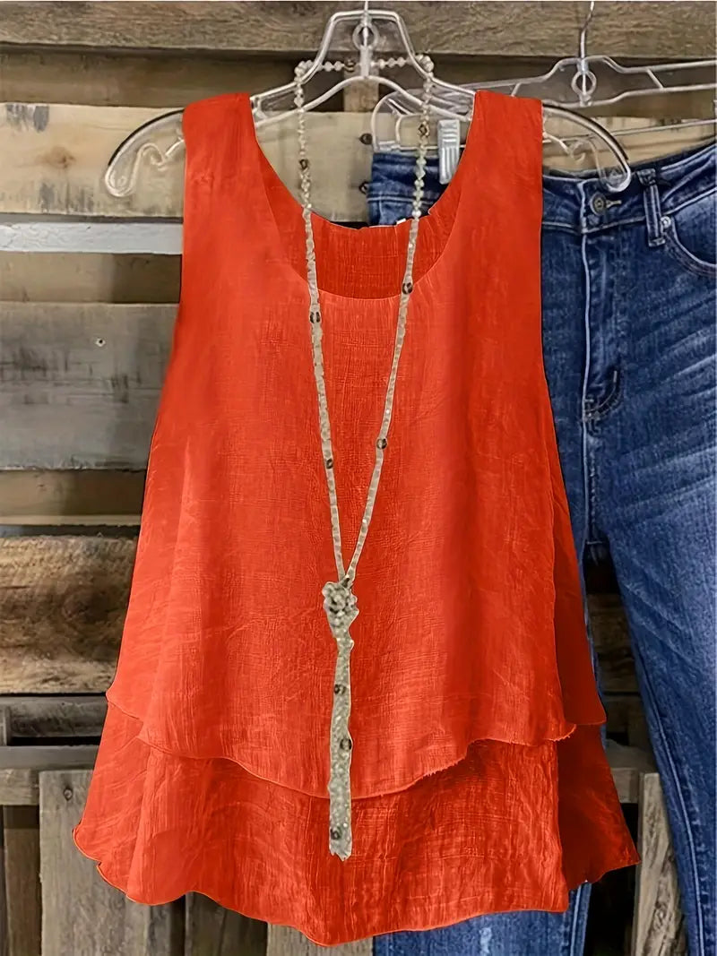 Leonie Layered Tank Top with Ruffle