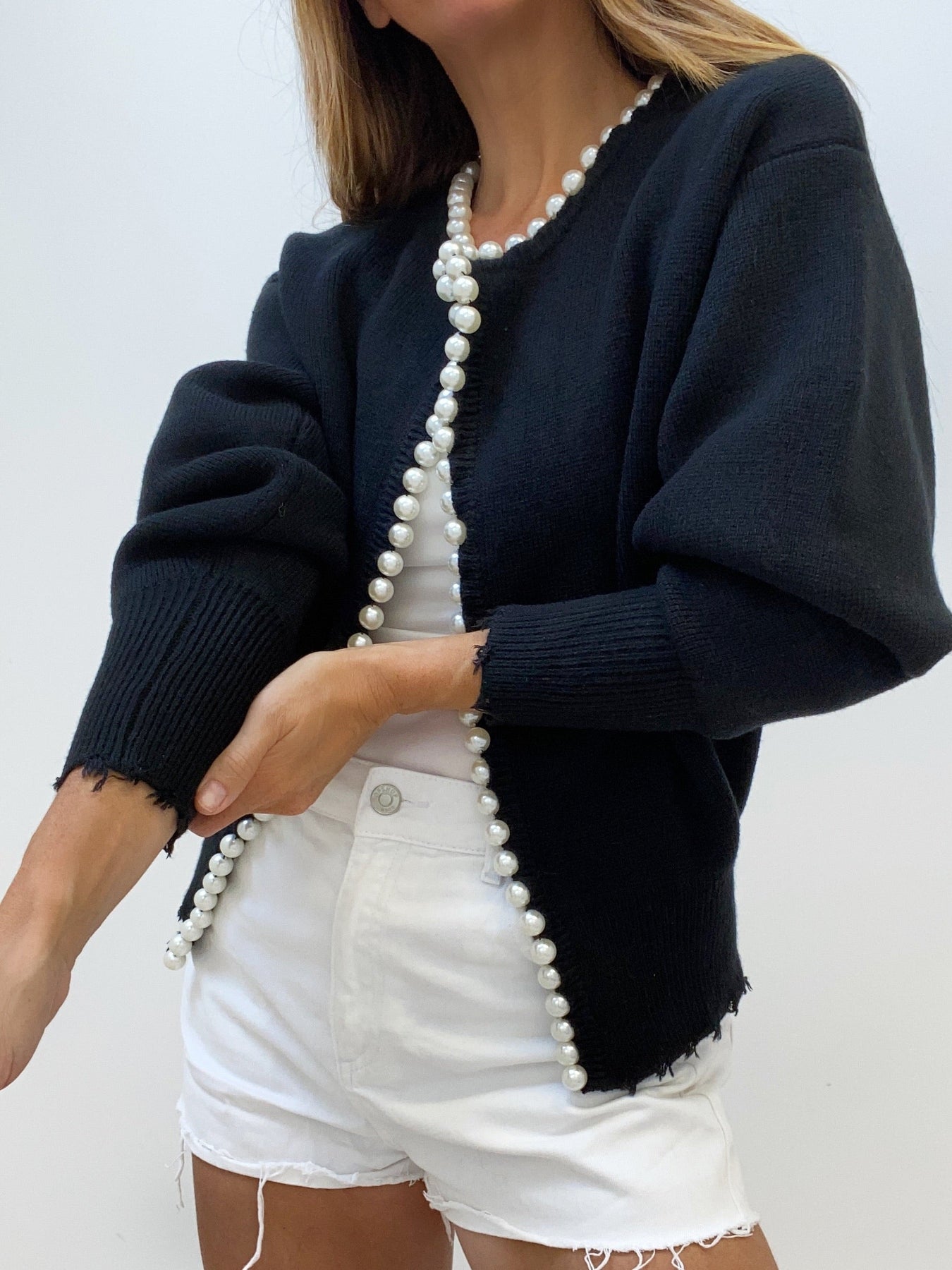 Elegant Pearl Point Cardigan