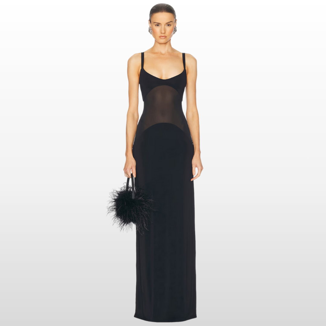 Silhouette Sheer Maxi Dress – Elegant Flow with Layered Lightness