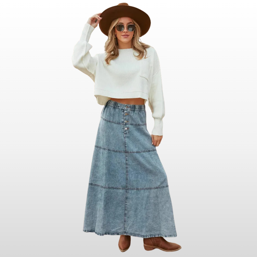 Harper Tiered Denim Skirt