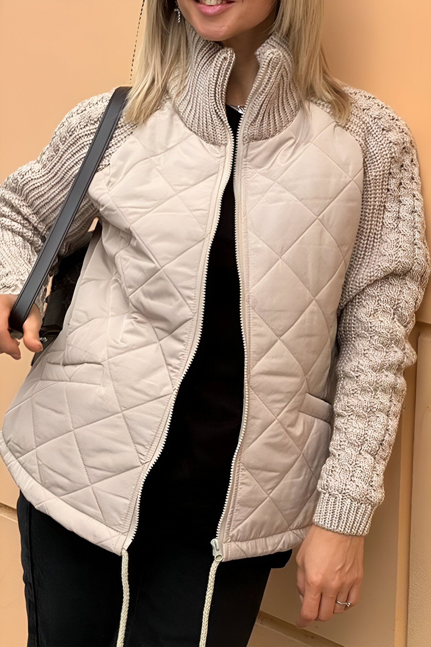 Elodie Patch Zip Knitwear – Soft Ribbed Cardigan with Front Zip