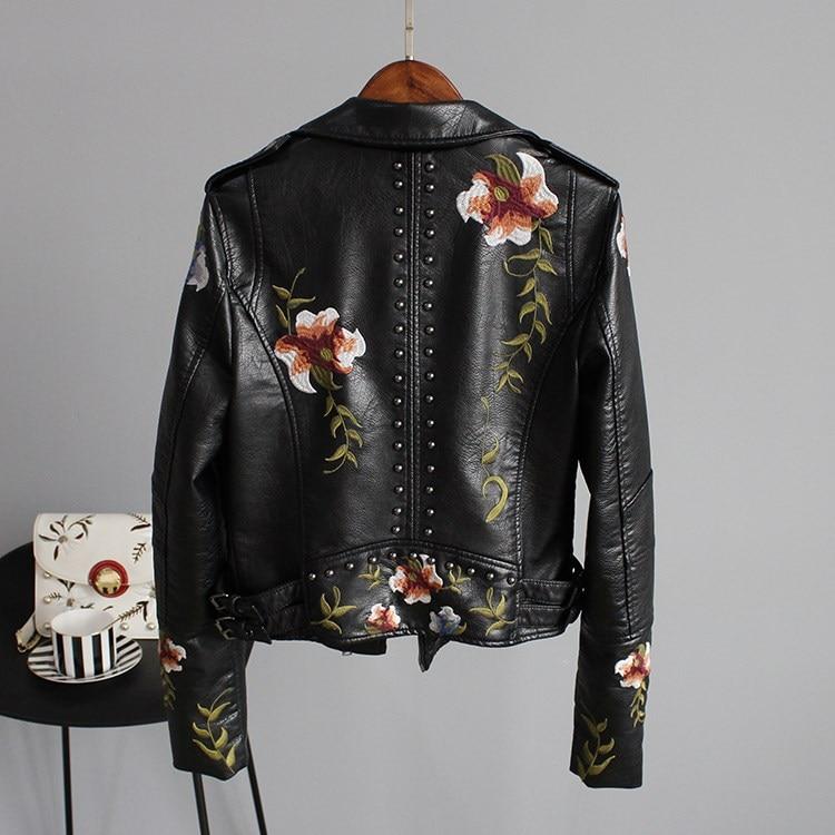 Amelia Embroidered Leather Look Jacket