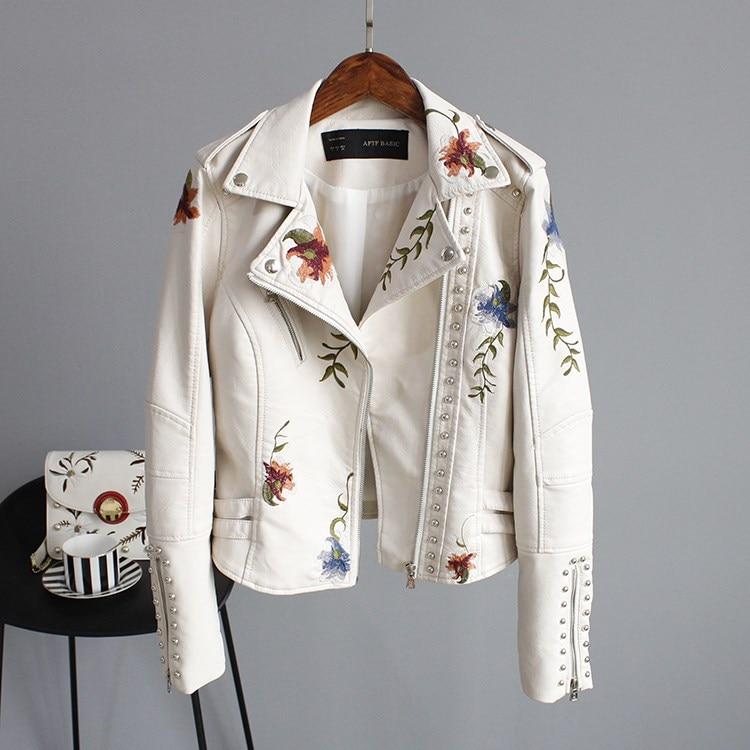 Amelia Embroidered Leather Look Jacket