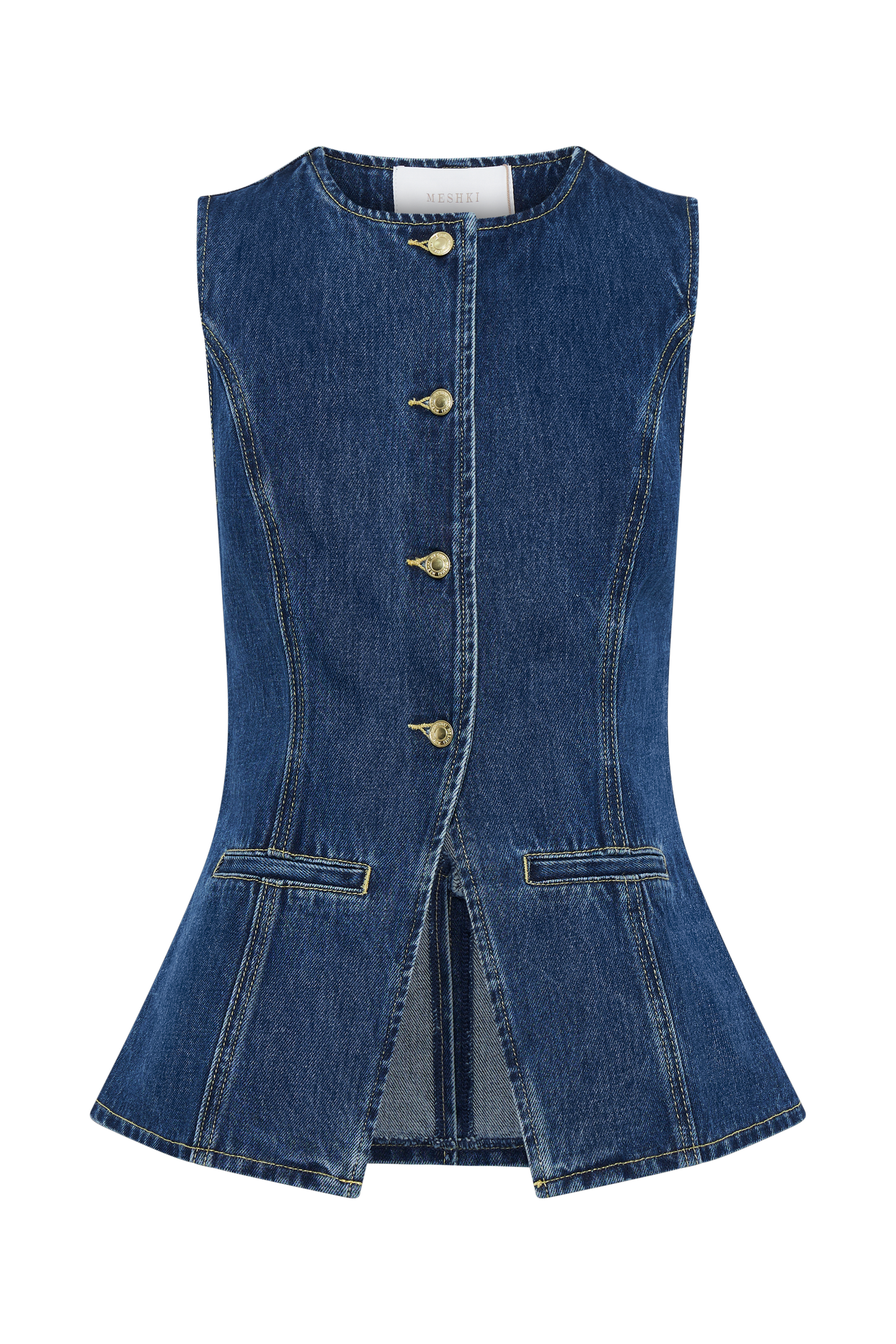 Evie Lane Buttoned Denim Set – Sleeveless Top & Summer Shorts