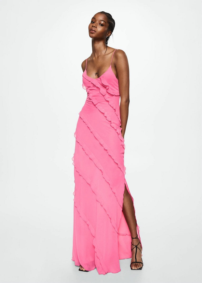 Isla Rae Striped Maxi Dress with Open Back & Shoulder Straps
