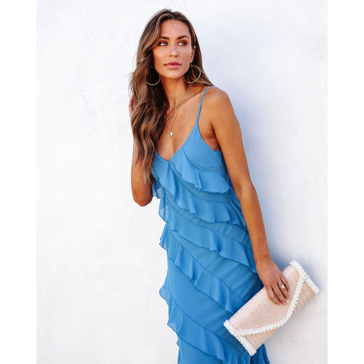Isla Rae Striped Maxi Dress with Open Back & Shoulder Straps