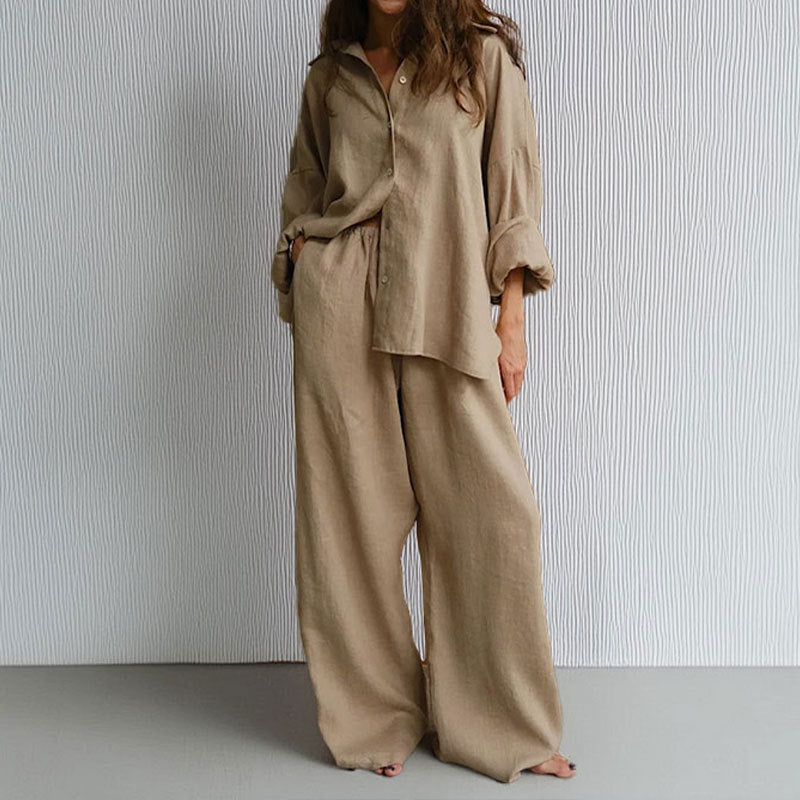 Harper Linen Blend Oversized Shirt & Trousers Set