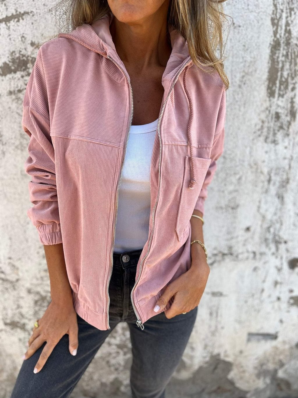 Aveline Breeze Soft Corduroy Zip-Up Jacket