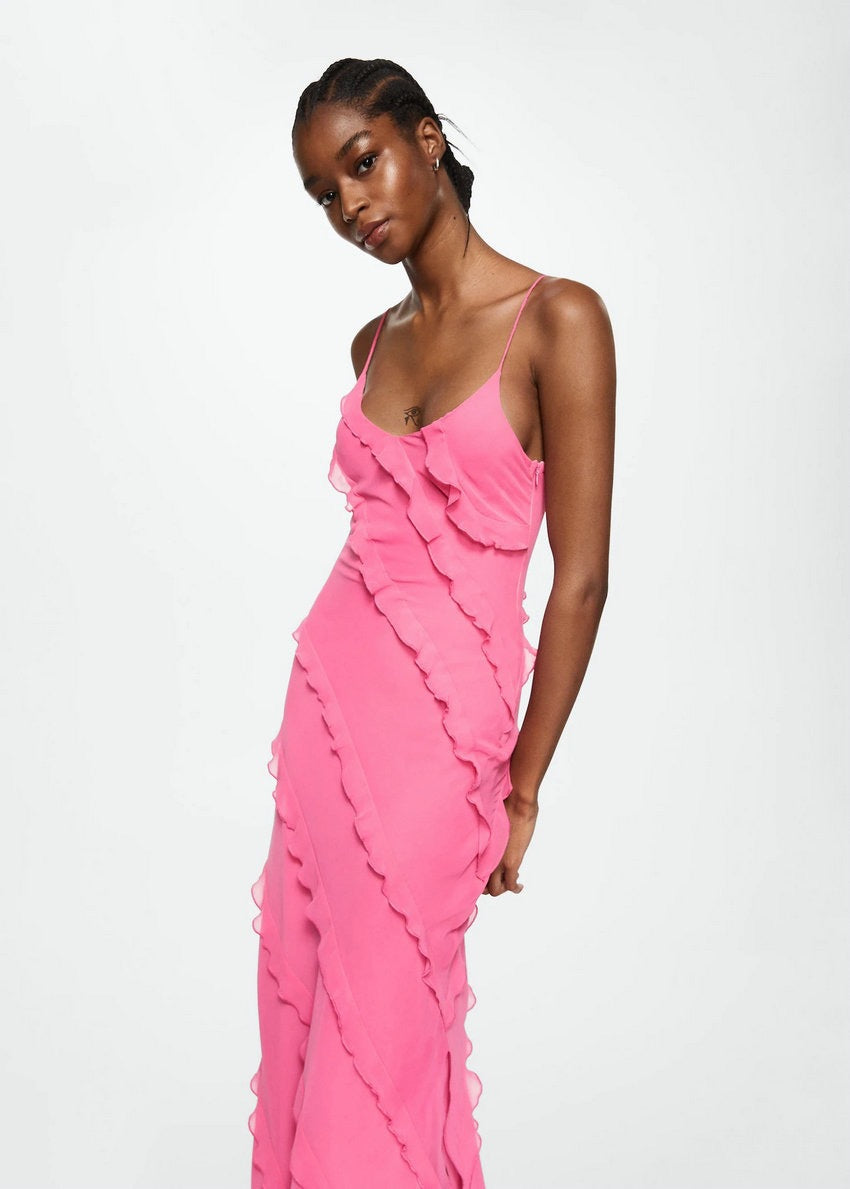 Isla Rae Striped Maxi Dress with Open Back & Shoulder Straps