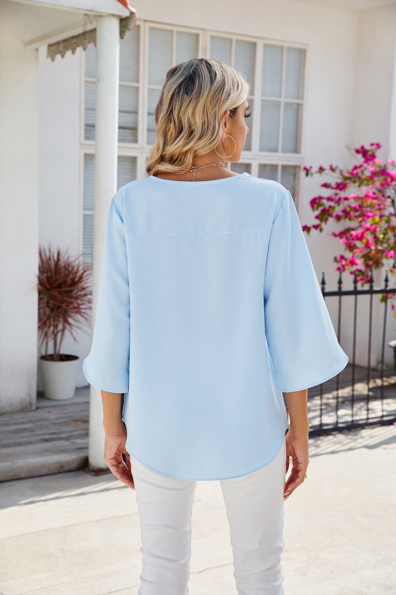 Evie Flowy Split Sleeve Summer Blouse