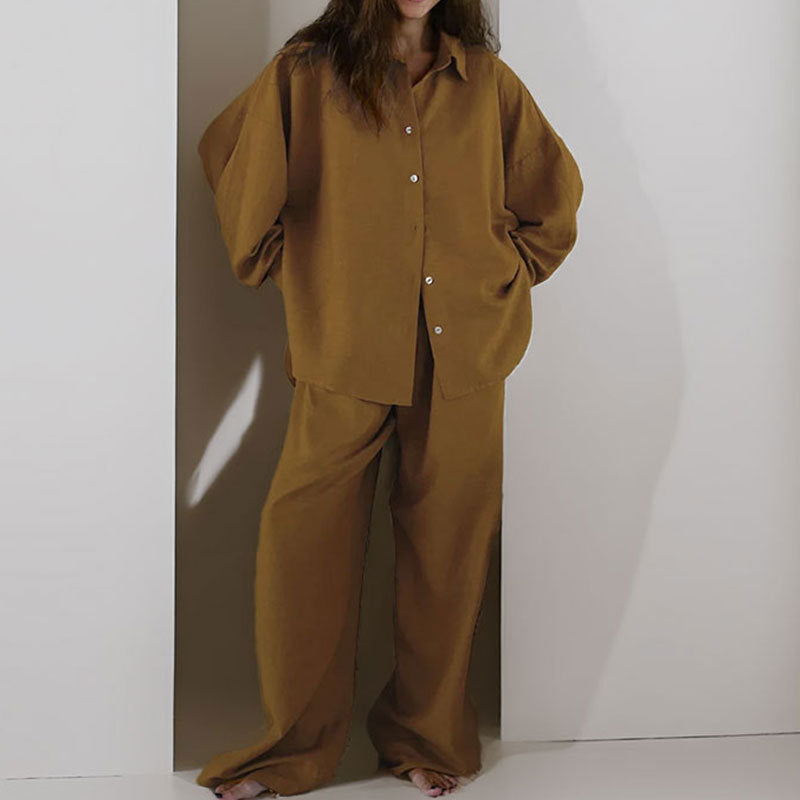 Harper Linen Blend Oversized Shirt & Trousers Set