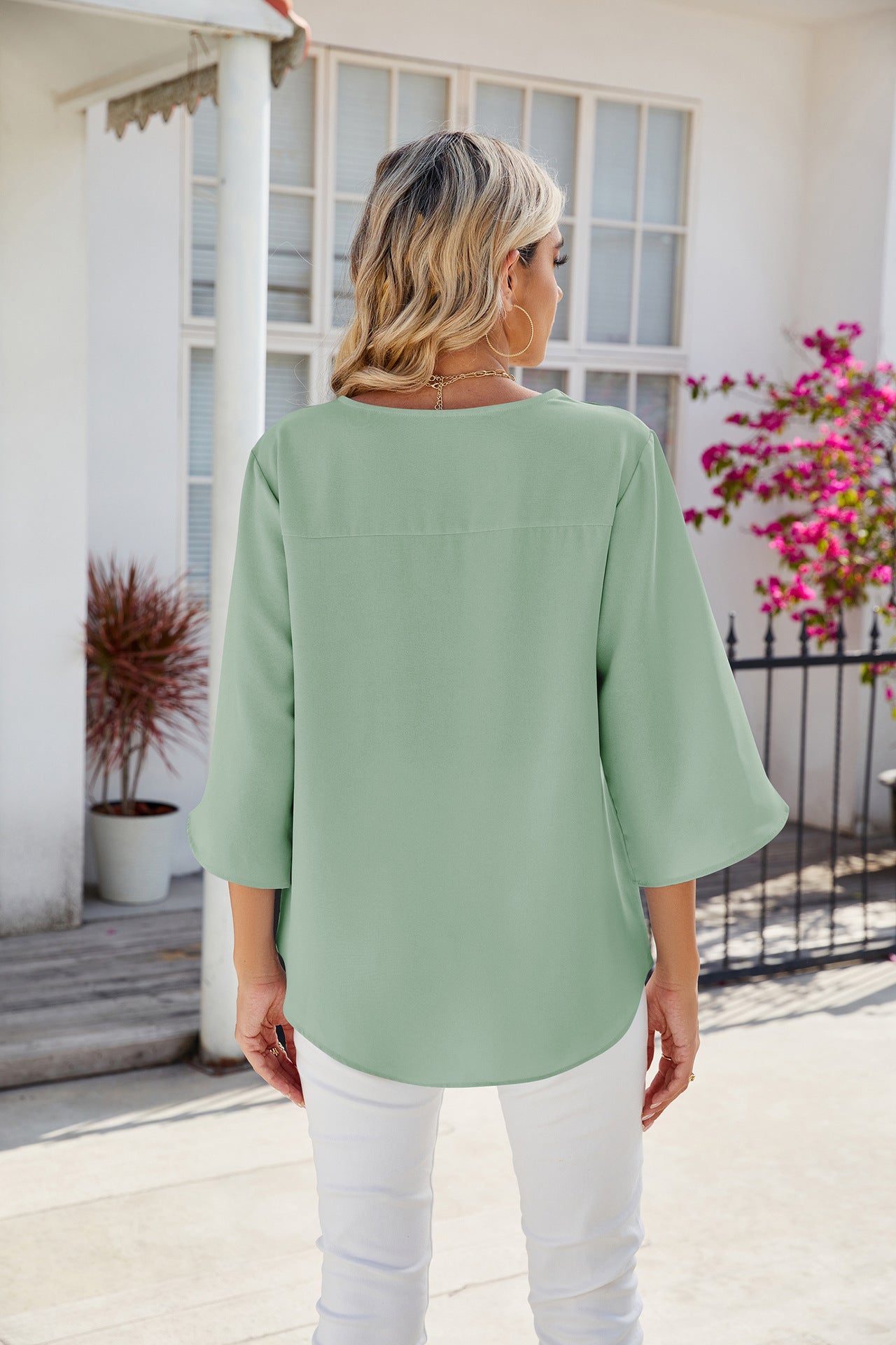 Evie Flowy Split Sleeve Summer Blouse