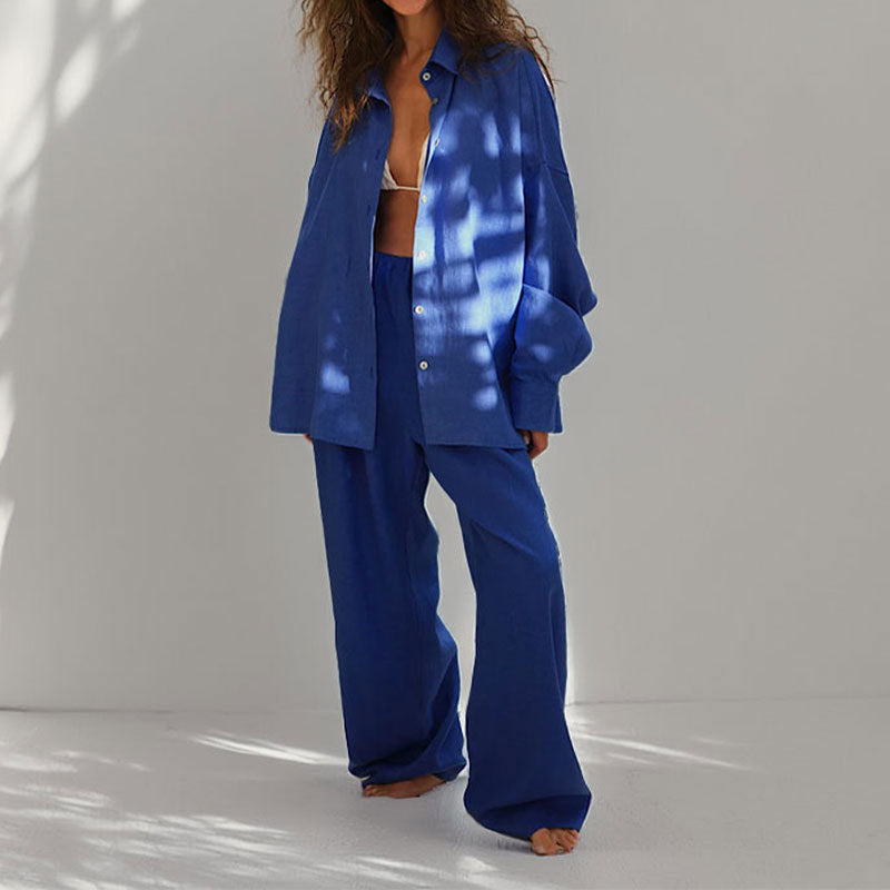 Harper Linen Blend Oversized Shirt & Trousers Set