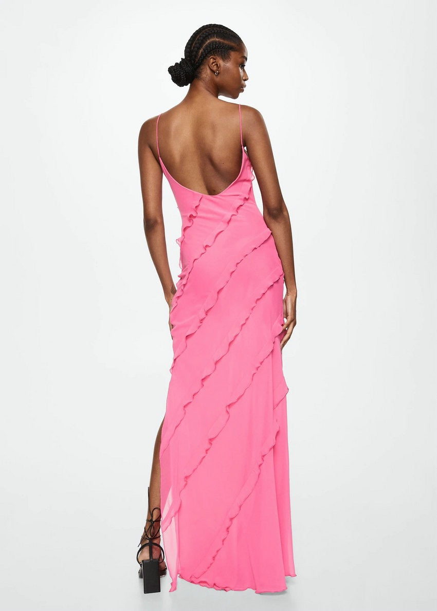Isla Rae Striped Maxi Dress with Open Back & Shoulder Straps