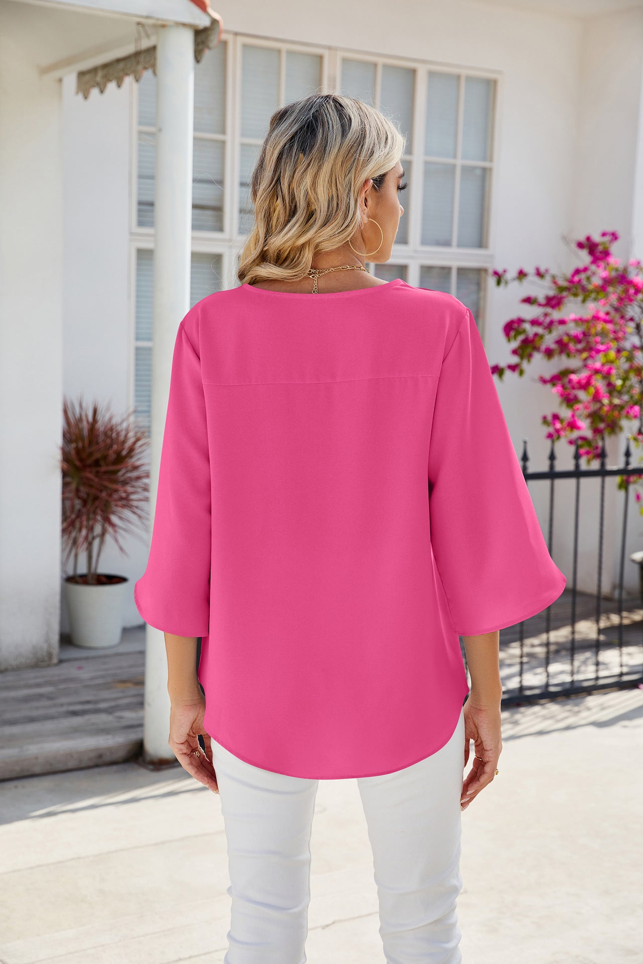 Evie Flowy Split Sleeve Summer Blouse