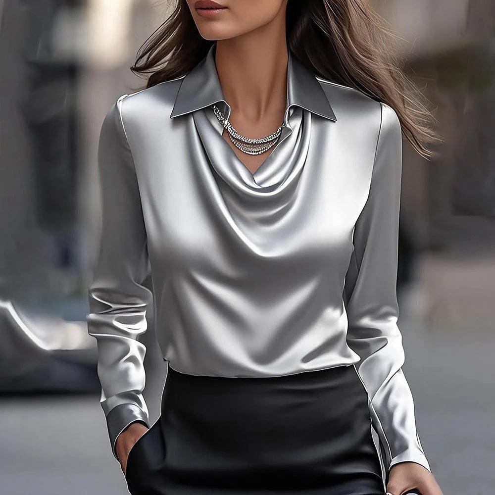 Tahlia Belle Satin Cowl Top – Luxe Comfort with a Feminine Touch