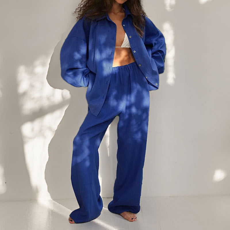 Harper Linen Blend Oversized Shirt & Trousers Set