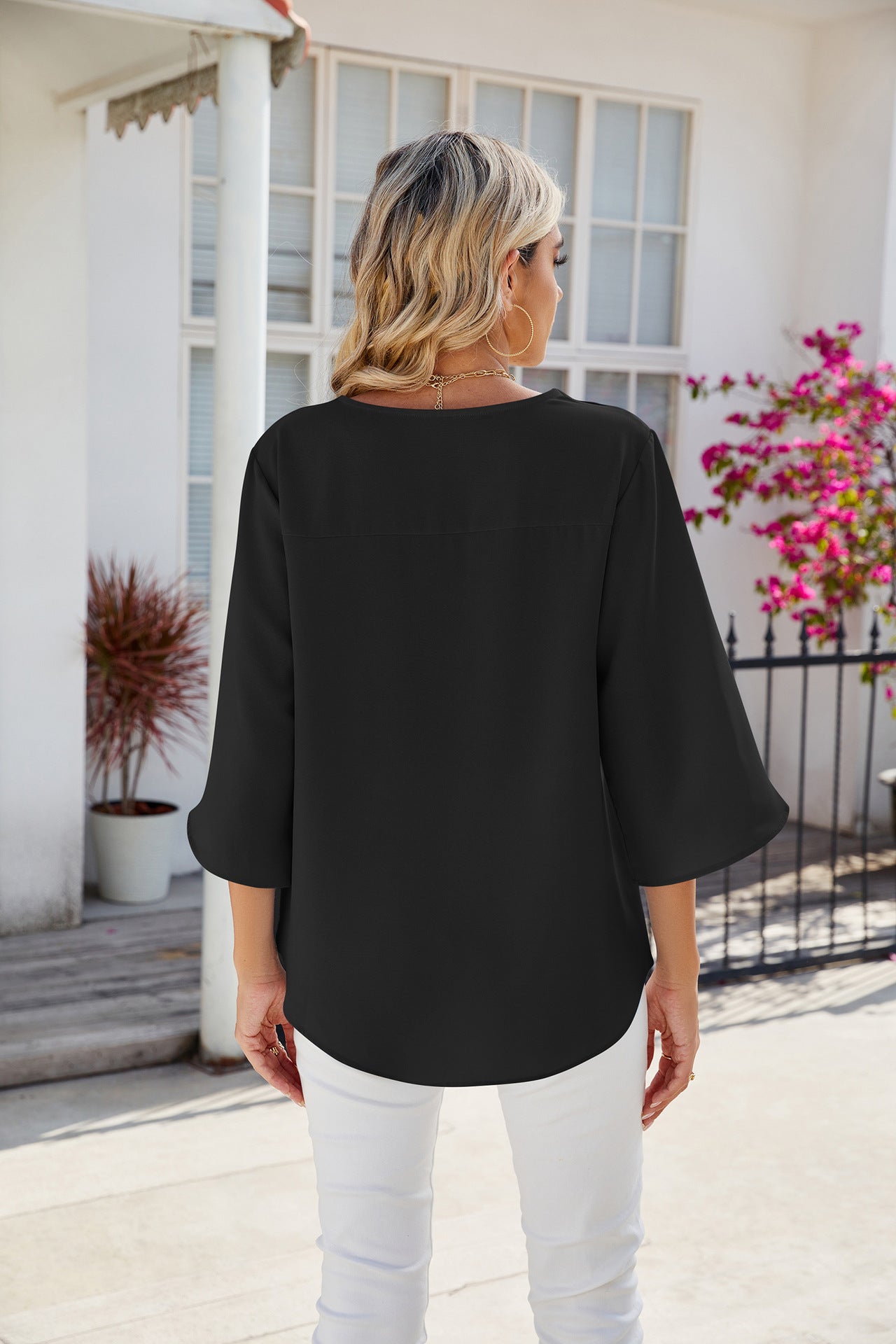 Evie Flowy Split Sleeve Summer Blouse