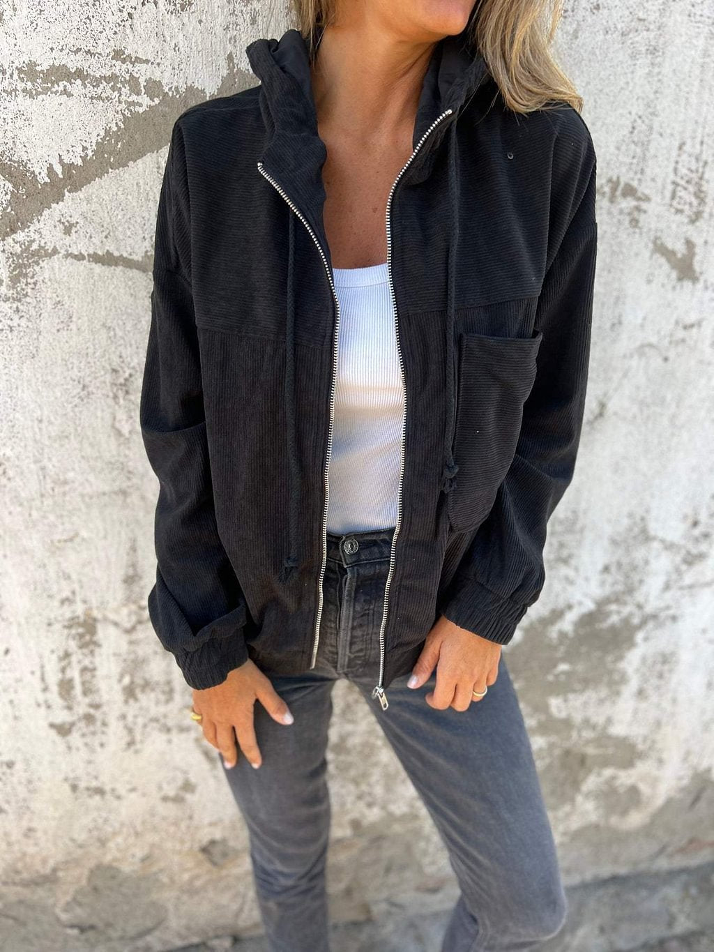 Aveline Breeze Soft Corduroy Zip-Up Jacket