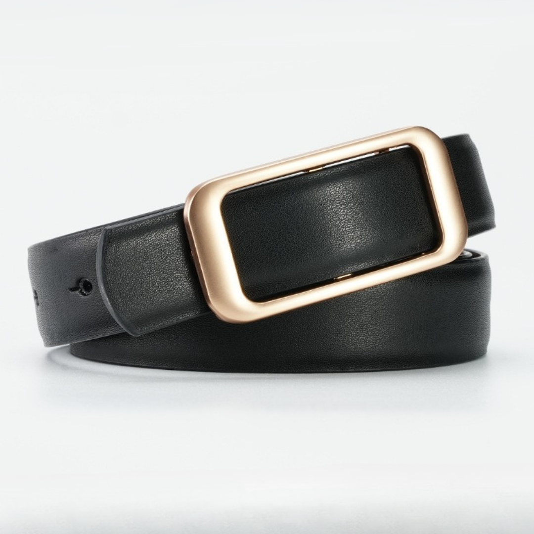Leather Belt with Gold Buckle