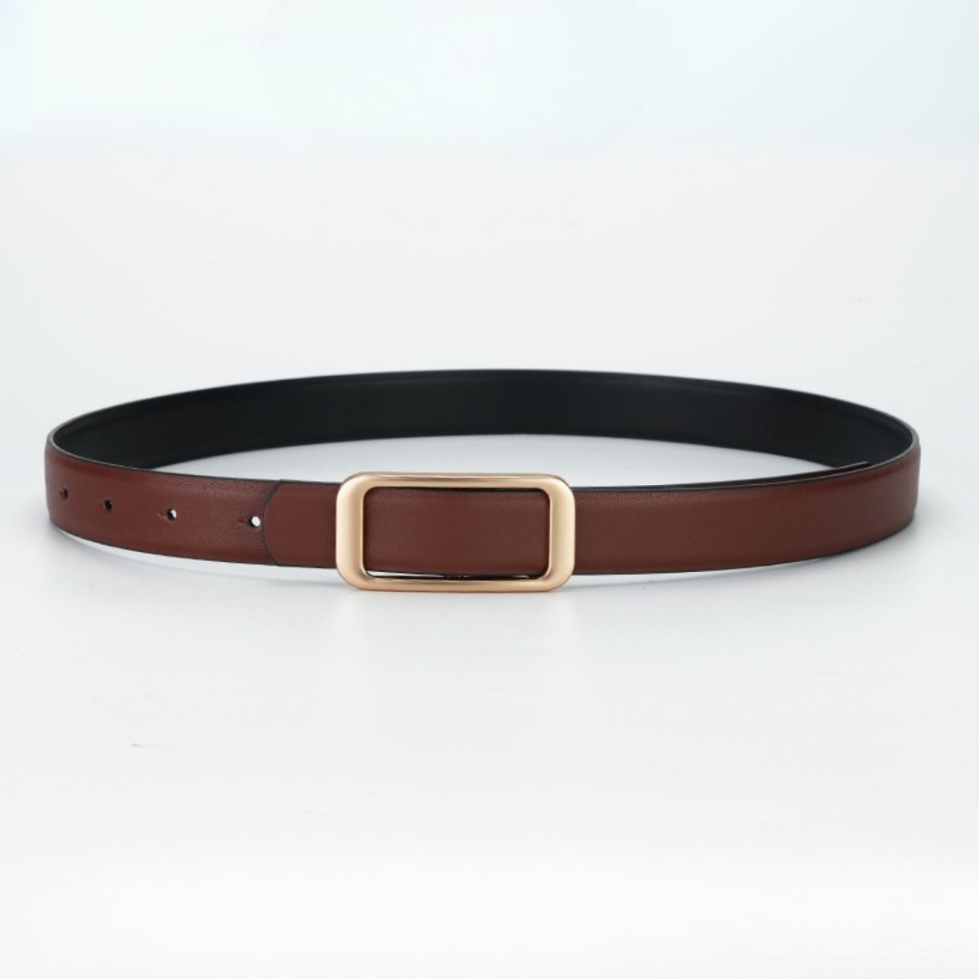 Leather Belt with Gold Buckle