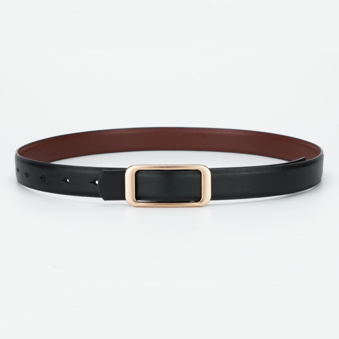 Leather Belt with Gold Buckle