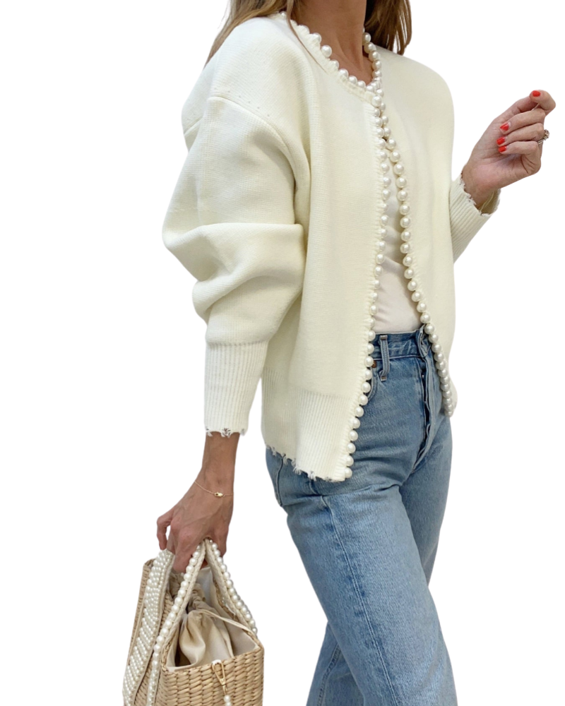 Elegant Pearl Point Cardigan
