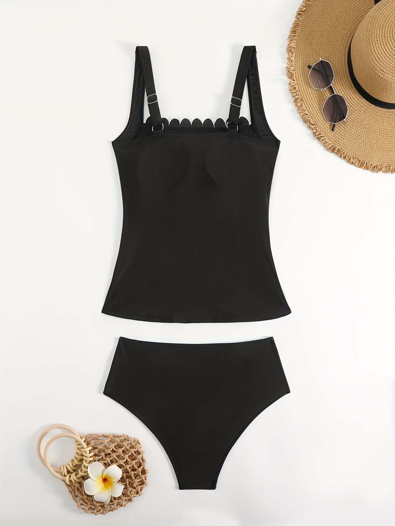 Refined Black Two-Piece Set – Sculpting Support with Soft Ruching
