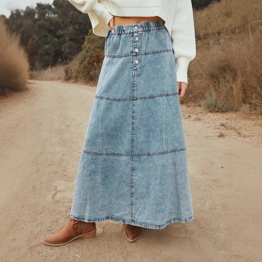 Harper Tiered Denim Skirt