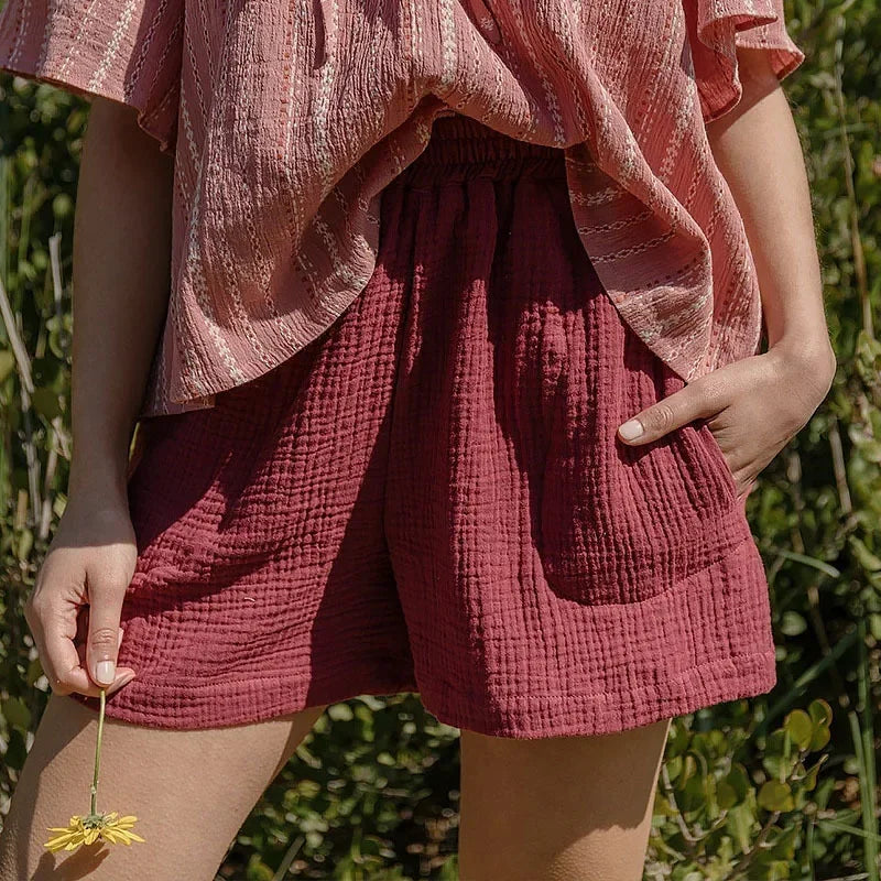 Delphine Breathable Cotton Mid-Thigh Shorts
