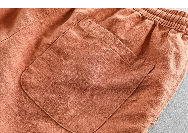 Elodie Cotton Linen Viscose Blend Drawstring Shorts