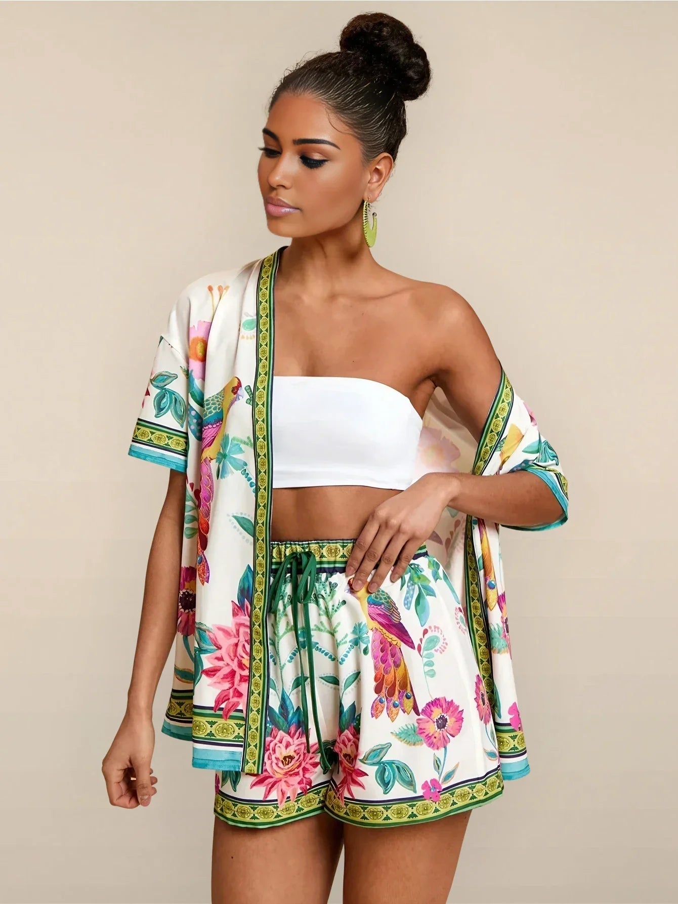 Sienna Bloom Linen-Blend Shorts Set