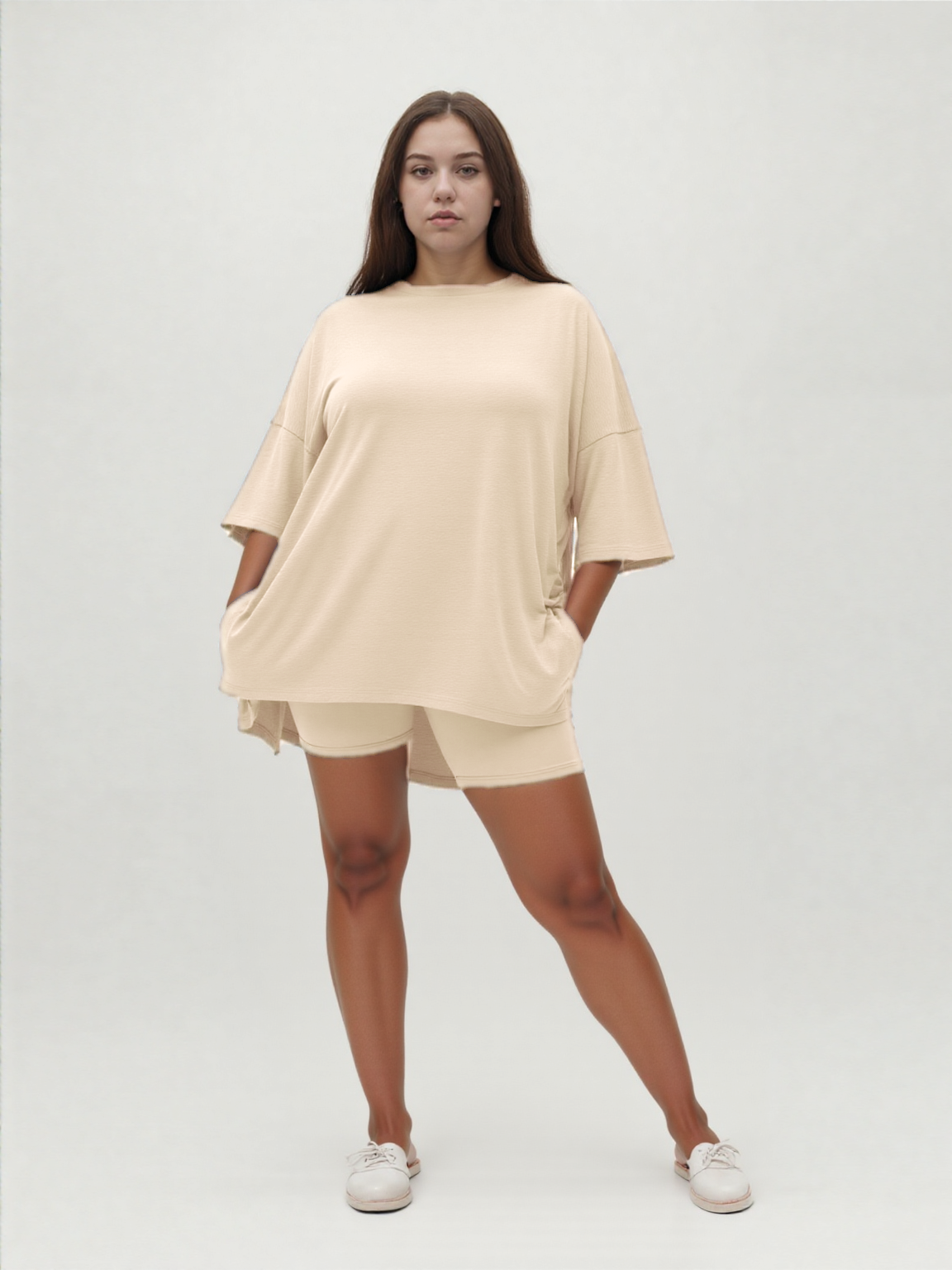 Weekend Ease Set – Relaxed Shirt & Biker Shorts
