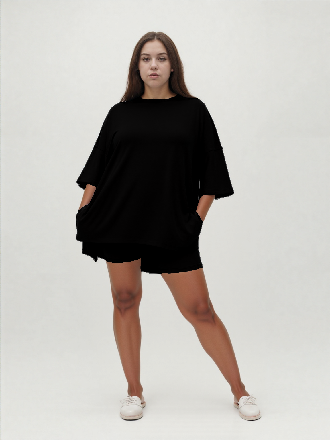 Weekend Ease Set – Relaxed Shirt & Biker Shorts